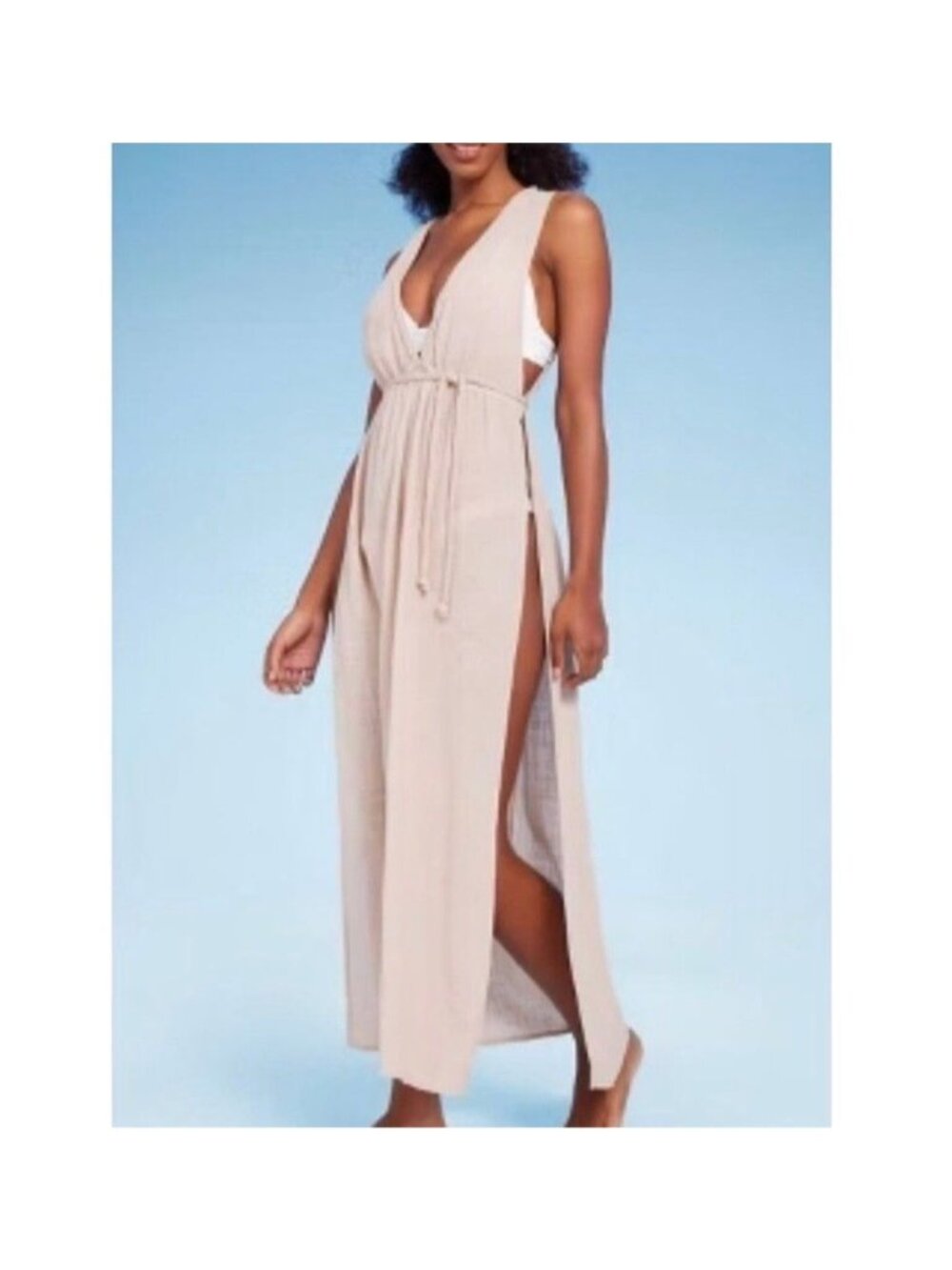 Shade & Shore Gauze Cover Up Midi Dress Neutral Small